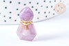 Pendentif bouteille parfum améthyste naturelle acier 304 inoxydable doré 27.5mm, x1 (G3928)
