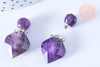 Pendentif bouteille parfum améthyste naturelle platine argenté 27mm ,x1 (G7148)