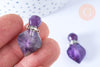 Pendentif bouteille parfum améthyste naturelle platine argenté 27mm ,x1 (G7148)