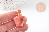Pendentif bouteille parfum jade jaune nature 39mm, x1 (G5200)