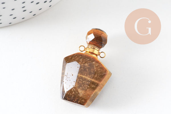 Pendentif bouteille parfum œil de tigre naturelle,pendentif pendentif collier,pendentif œil de tigre Naturel,37mm, x1 (G5229)