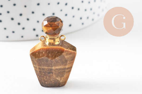 Pendentif bouteille parfum œil de tigre naturelle,pendentif pendentif collier,pendentif œil de tigre Naturel,37mm, x1 (G5229)