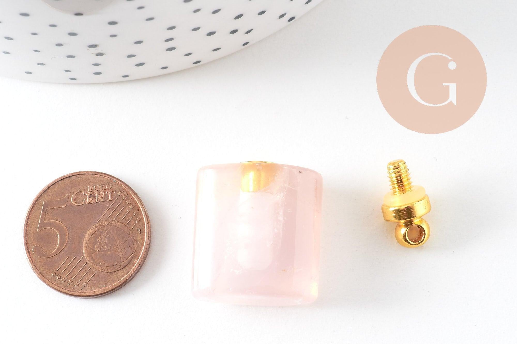 Pendentif bouteille parfum quartz rose naturel 33mm, x1 (G5187)