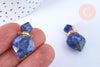 Pendentif bouteille parfum sodalite naturelle laiton doré 27mm, x1 (G7147)