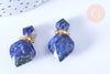Pendentif bouteille parfum sodalite naturelle laiton doré 27mm, x1 (G7147)