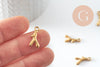 Pendentif branche de corail acier 304 IP inoxydable doré 18mm, x1 G9835
