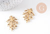 Pendentif branche de corail acier 304 inoxydable doré 18K 36mm, x1 (G10508)