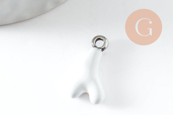 Pendentif branche de corail acier 304 inoxydable platine multicolore 18.5mm, x1 G9811