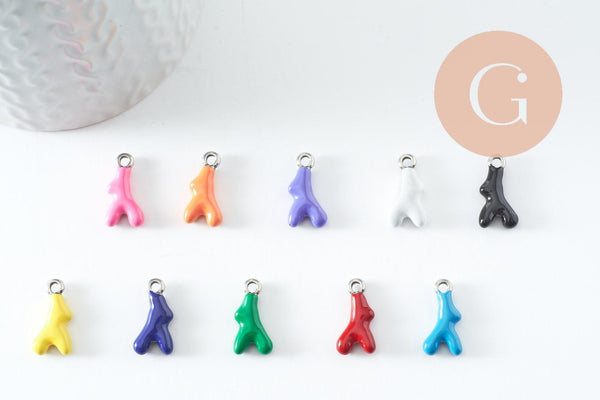 Pendentif branche de corail acier 304 inoxydable platine multicolore 18.5mm, x1 G9811