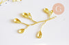 Pendentif branche feuille laiton 46mm,breloque laiton brut, bijou laiton,feuille dorée pour création bijoux, x1 (G6279)