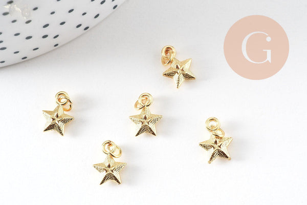 Pendentif breloque étoile zamac doré 11.5mm, x5 (G5593)