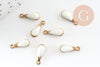 Pendentif breloque goutte laiton brut émail blanc 11mm, x10 (G0808)