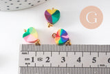 Pendentif breloque polymère coeur multicolore 13mm, perles colorées et estivales pour créer des bijoux fantaisie, x10 (G5867)