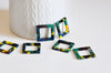 Pendentif carre coloré acetate 30.5mm,création bijouxplastique,connecteur plastique, x 5 -G0225