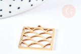 Pendentif carré vagues acier 201 inoxydable doré 22mm, x1 (G6122)