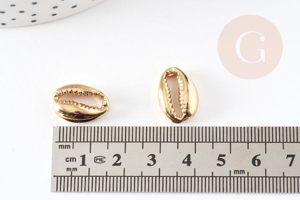 Pendentif cauri zamac doré 17mm , pendentif coquillage création bijoux x5 G0814