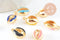 Pendentif cauri zamac doré émail coloré 15mm, x5 (G1229)