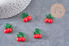 Pendentif cerise fruit rouge verre artisanal 15-19mm, x5 (G1967)
