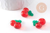 Pendentif cerise résine rouge et verte 19mm, x2 (G10340)