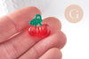 Pendentif cerise résine rouge et verte 19mm, x2 (G10340)