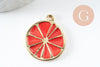 Pendentif citron agrume en zamac doré orange 26.5mm, x2 (G3619)