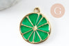 Pendentif citron agrume en zamac doré vert 26.5mm, x2 (G5303)