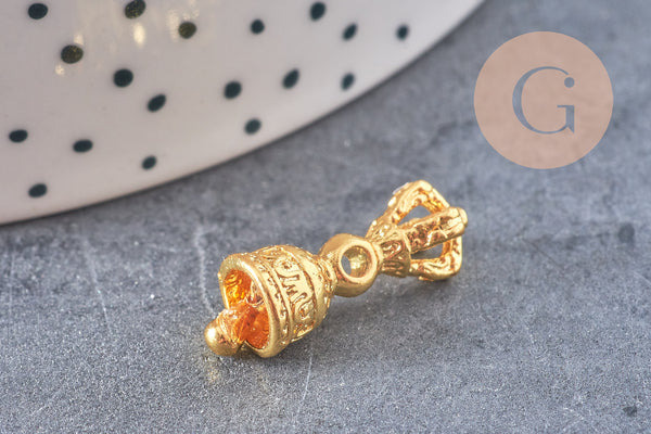 Pendentif cloche tibétaine Dorje Vajra laiton doré,breloque laiton brut,pendentif laiton brut,22mm, x1 (G4459)