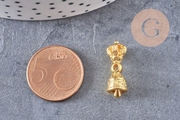 Pendentif cloche tibétaine Dorje Vajra laiton doré,breloque laiton brut,pendentif laiton brut,22mm, x1 (G4459)