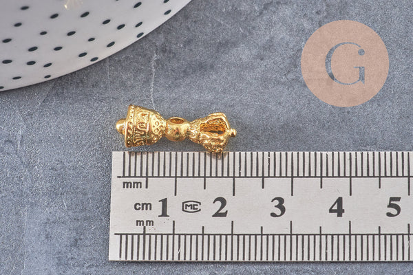 Pendentif cloche tibétaine Dorje Vajra laiton doré,breloque laiton brut,pendentif laiton brut,22mm, x1 (G4459)