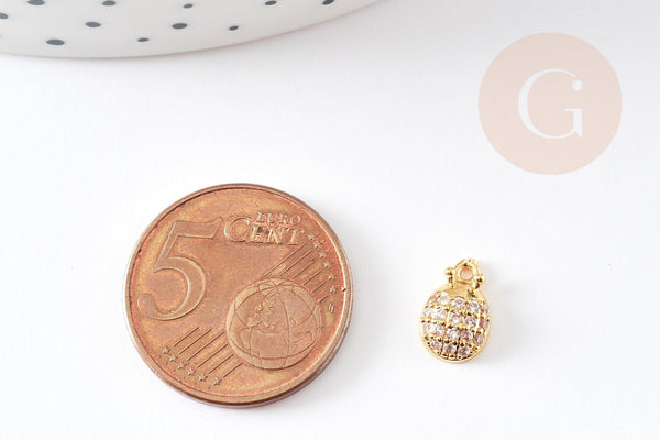 Pendentif coccinelle or cristal zircon, pendentif doré,pendentif cristal, bijou doré,création bijoux,9.5mm, x1 G2468