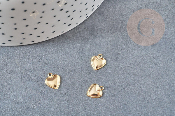 Pendentif coeur acier 304 inoxydable doré 10mm,x5 (G4914)