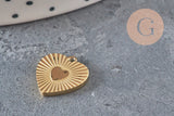 Pendentif coeur acier 316 inoxydable doré IP 12mm, x1 (G11360)-Breloques et pendentifs-Gingerlily Perles