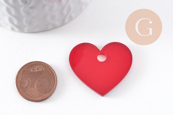 Pendentif coeur acrylique 27mm, x2 (G10155)