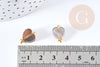 Pendentif cœur agate grise naturelle laiton doré 15.5mm, x1 (G8645)