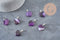Colgante corazón ágata natural violeta acero plateado 23mm, x1 (G11263)