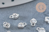 Pendentif coeur argent massif 925 et zircon 6mm, x1 (G10739)