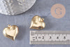 Pendentif cœur bombé laiton doré 24mm, x2 (G10307)