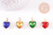 Pendentif coeur cristal coloré acier 304 inoxydable doré 16.5mm, x1 (G10704)