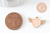 Pendentif coeur email rose doré , fournitures créatives, pendentif coeur aile,creation bijoux,coeur doré, pendentif doré,21mm,x 5 (G0104)