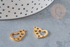 Pendentif coeur évidé Acier doré inoxydable, création bijou doré, 16mm, x1 G4830