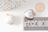 Pendentif coeur howlite facettes,pendentif bijoux, pendentif pierre, howlite naturelle, pendentif coeur,17mm, x1,G1428