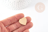 Pendentif coeur laiton doré 18K à poinçonner, pendentif d'amour création bijoux, 23mm, x1 G3790