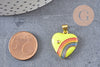 Pendentif coeur laiton doré 18K émaillé arc-en-ciel,21mm, x1 (G4649)