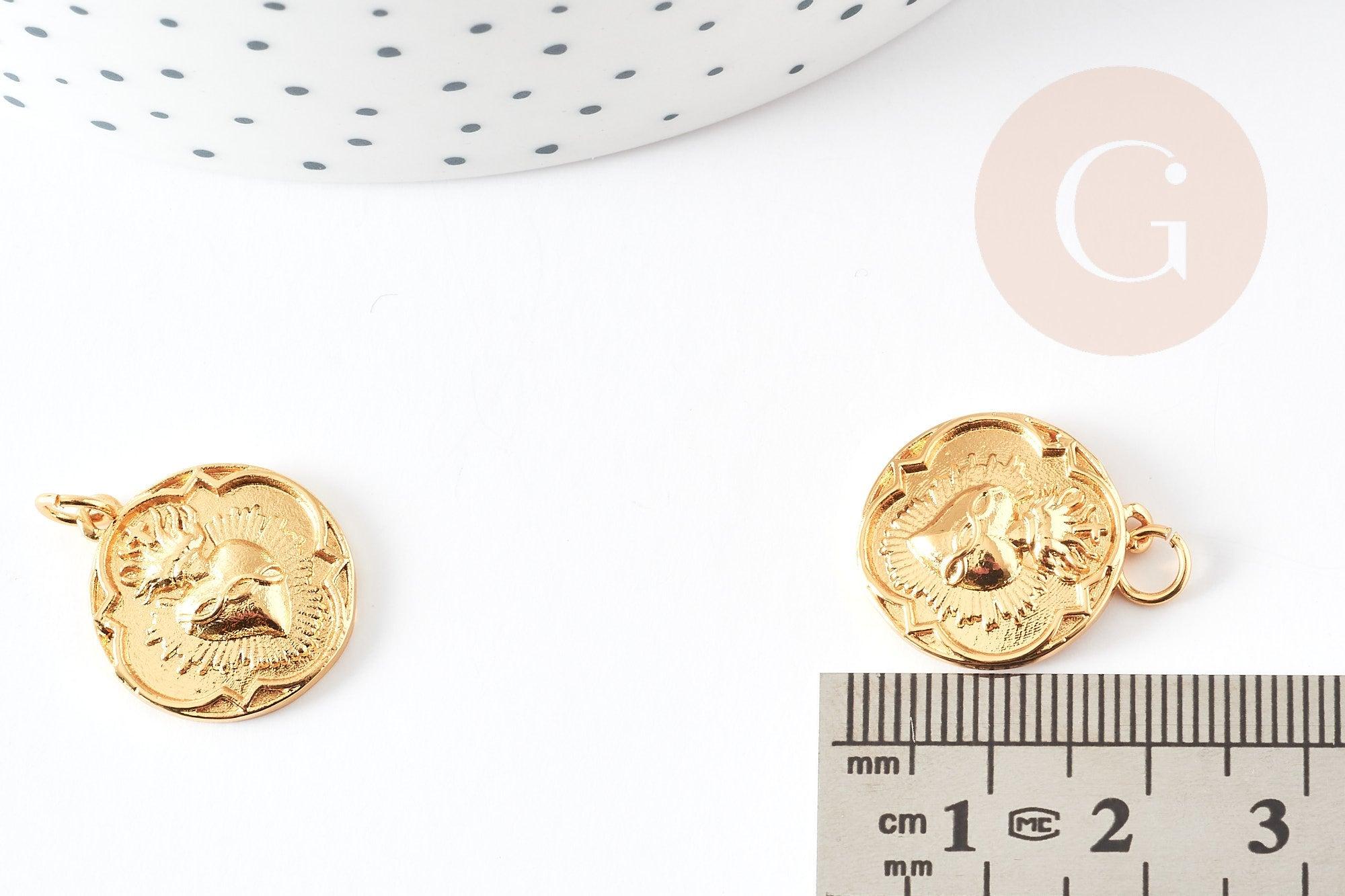 Pendentif coeur laiton doré 18K, pendentif d'amour création bijoux, 20mm , x2 G5530