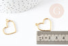 Pendentif coeur martelé laiton doré 18K, pendentif géométrique texturé création bijoux, 23x22mm, x2 G5529