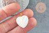 Pendentif coeur nacre blanche naturelle laiton doré 20mm, x1 (G2609)