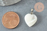 Pendentif coeur nacre blanche naturelle platine,pendentif coeur,coeur nacre,coquillage blanc,création bijou, 20mm, x1 ou x5 G3992