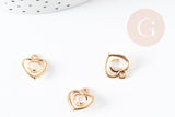 Pendentif coeur or cristal zircon 14.5mm,, pendentif coeur doré,pendentif cristal, x5 G6383