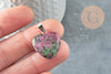 Pendentif coeur rubis zoisite naturel laiton platine 22mm, pendentif pour création bijou amour x1 G2580