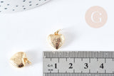 Pendentif coeur texturé laiton doré 18k 11mm, pendentif création bijoux doré, x1 G8775